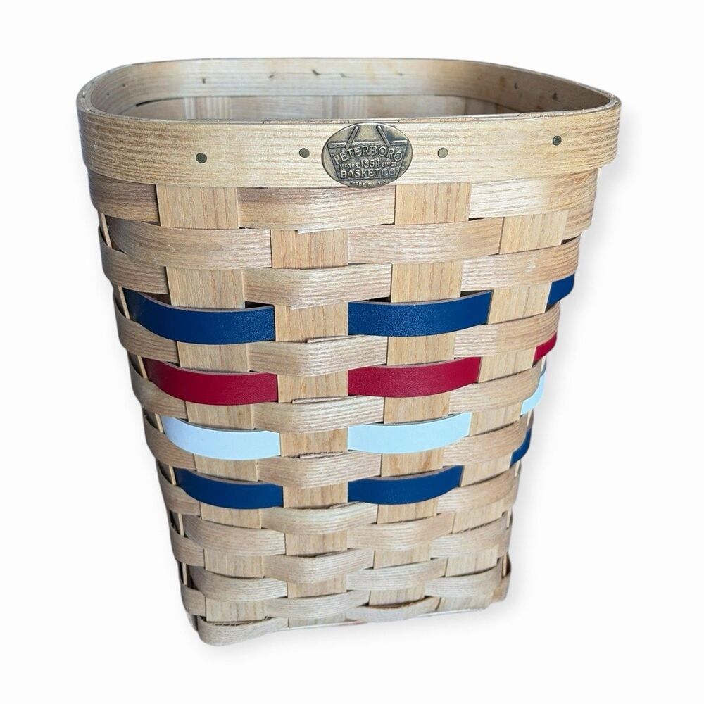 Peterboro Basket Company Vintage Patriotic Slanted Storage Tub 10.75x9.5”